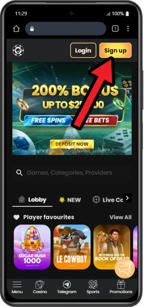 WSM Casino homepage with welcome bonus and game lobby